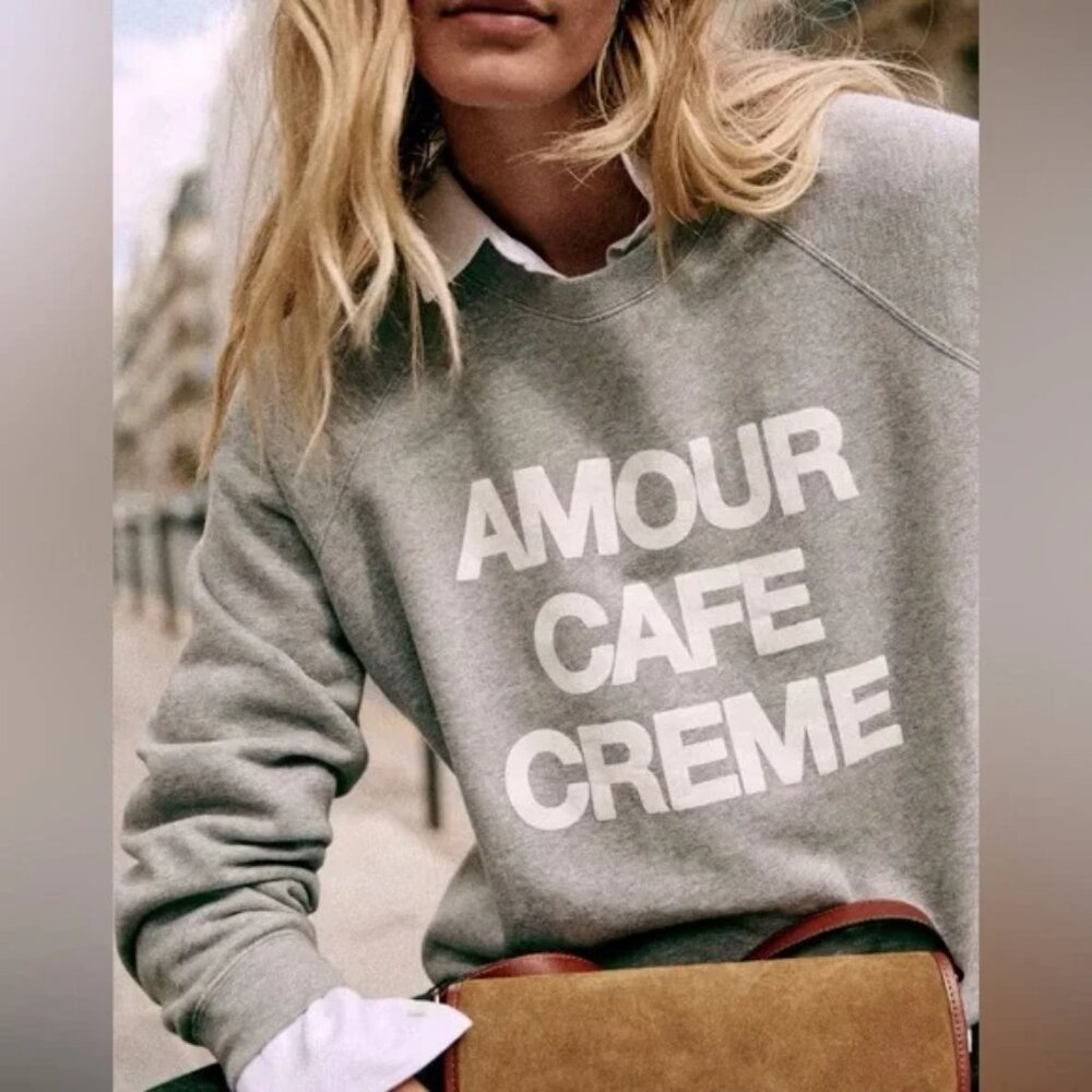 Sezane - Amour Cafe Crème Sweatshirt - Mottled Grey - Medium